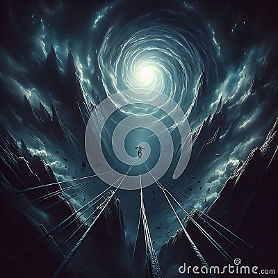 Reaching for surreal swirling vortex Stock Photo