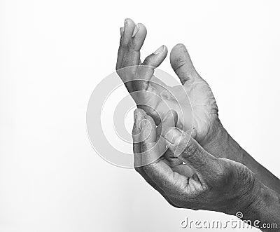 Praying hands in black and white Stock Photo