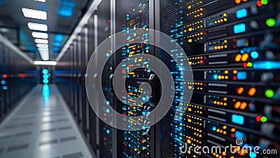 Image of predictive maintenance algorithms monitoring data center equipment for optimal Stock Photo