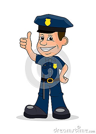 Cheerful policeman vector illustration. Vector Illustration
