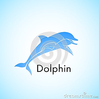 Dolphin who is jumping out of water a vectorial illustration. Vector Illustration