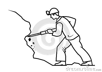 Miner mining ore vector illustration. Vector Illustration