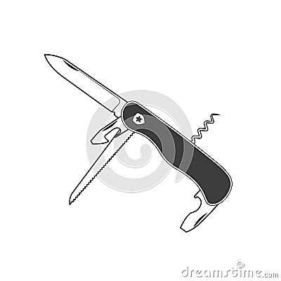 Penknife illustration on white background. Vector Illustration