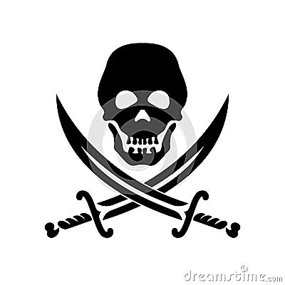 Piracy symbol a skull and two crossed sabers. Vector Illustration