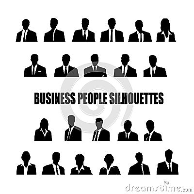 Set of silhouettes of business people in suit. Vector Illustration