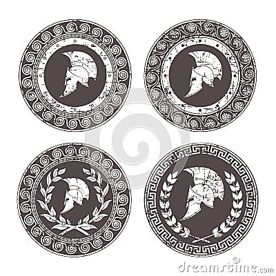 Symbol a Spartan helmet, an ornament in the Greek style. Vector Illustration
