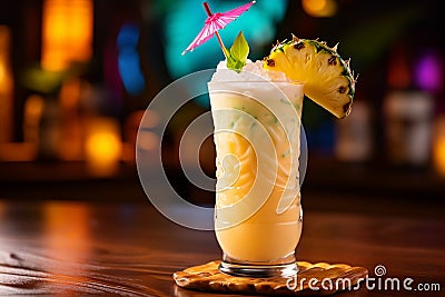 pina colada cocktail in highball glass Stock Photo