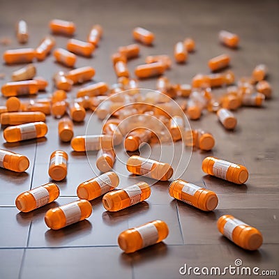 Pharmaceutical drugs on the floor Stock Photo