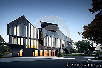 Abstract architecture with a unique and unconventional design generated by ai Stock Photo