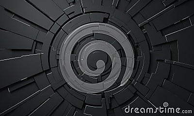 3D complex, abstract pattern black lines and shapes, creating sense depth and movement. Stock Photo