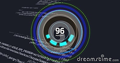 Image of processing circle with increasing numbers on black background with data processing Stock Photo