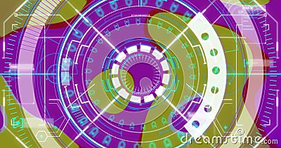 Image of processing circle over background with changing colorful shapes Stock Photo