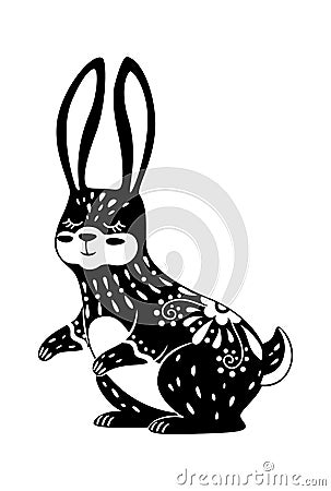 Image rabbit or bunny, sacred and mysterious animal Vector Illustration