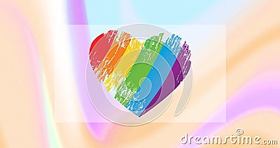 Image of rainbow heart over colorfu pastel background Stock Photo