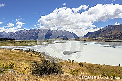 Rakaia River scenery in south New Zealand Stock Photo