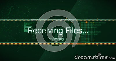 Image of receiving files processing text flashing digital interface Stock Photo