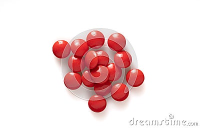 Image of red pills isolated with shadows Stock Photo