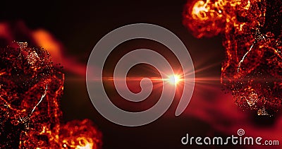 Image of red vapours and light moving on black background Stock Photo