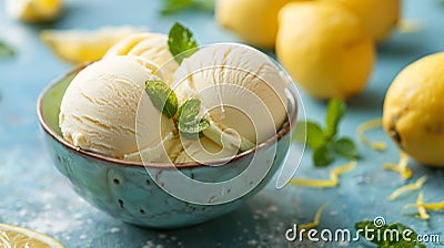 An image of refreshing lemon ice cream Stock Photo