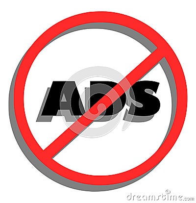 No advertising, no ads, english, isolated. Vector Illustration