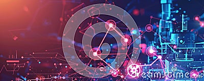 Futuristic industrial IoT network in operation with abstract visualization of data flow Stock Photo