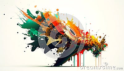 The image represents a series of splashes of color that expand on a white background, creating a lively and dynamic effect. Stock Photo