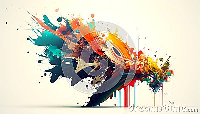 The image represents a series of splashes of color that expand on a white background, creating a lively and dynamic effect. Stock Photo