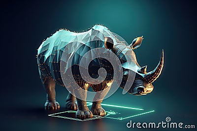 Image of a rhinoceros with technology concept. Wild Animals. Illustration, generative AI Stock Photo