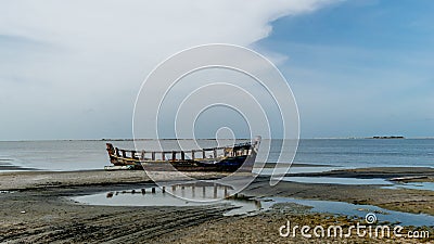 Image Of Ruined Boat At Dhanushkodi Ghost Town, Shot From The Rameswaram-Dhanushkodi Road Stock Photo