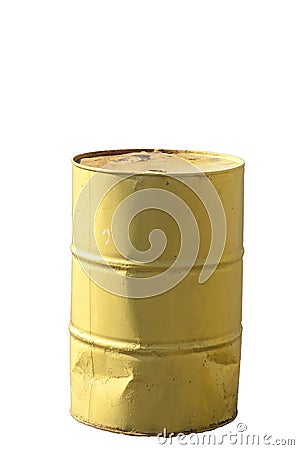 Image of a rusty yellow oil barrel Stock Photo