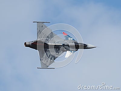 Image of a Saab JAS 39 Gripen during an airshow in Belgium Editorial Stock Photo