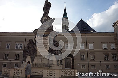 Salzburg city in Austria. Statue Editorial Stock Photo