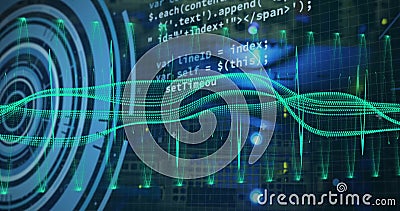 Image of scope and ata processing over computer servers Stock Photo