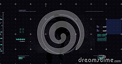 Image of scope scanning and data processing over rugby player Stock Photo