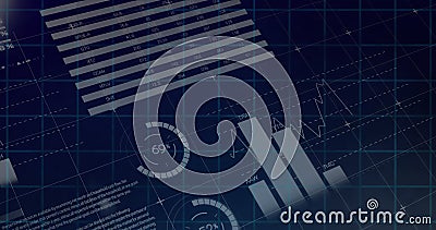 Image of scope scanning over data processing Stock Photo