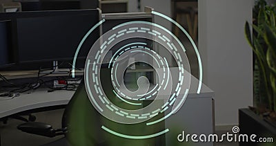 Image of scope scanning over empty office Stock Photo