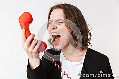 Screaming agressive young woman Stock Photo
