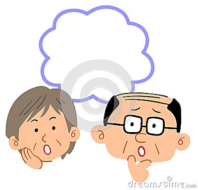 Senior couple`s worries face, copy space Vector Illustration