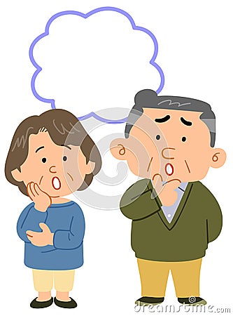 Senior couple`s worry, whole body, copy space Vector Illustration