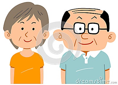 Senior couple wearing sportswear Waist upper thinner glasses Vector Illustration