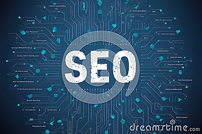 Image SEO search engine optimization, link building, organic search screen Stock Photo