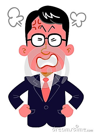 Serious businessmen who wear glasses get furious Vector Illustration