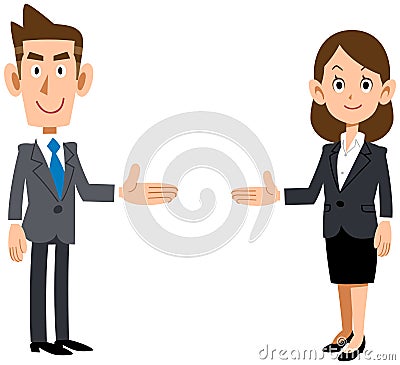 Set of men and women of the office worker introduced on both sides Vector Illustration