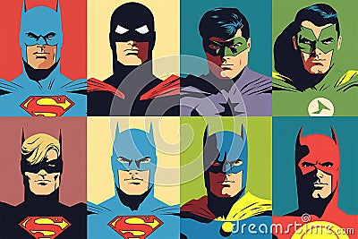 Image, Set of Superheroes. Cute League, Superhero Team. Conceptual Image Depicting a Team of Superheroes Gathered Against a Common Editorial Stock Photo