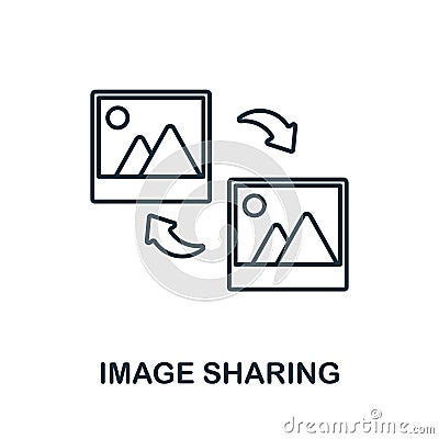Image Sharing outline icon. Monochrome simple Image Sharing line icon for templates, web design and infographics Vector Illustration