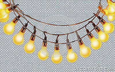 The image showcas. hghees a string of lights, featuring multiple round bulbs . generative ai Stock Photo