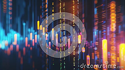 Abstract Neon Data Visualization, Generative AI Stock Photo