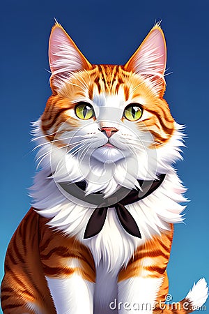 Cute cat with a neck tie generated by ai Stock Photo