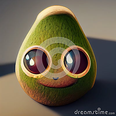 A cute little avocado character in the style of Pixar Stock Photo