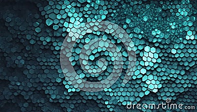Abstract Teal Hexagon Pattern Background - Generative AI Texture Stock Photo
